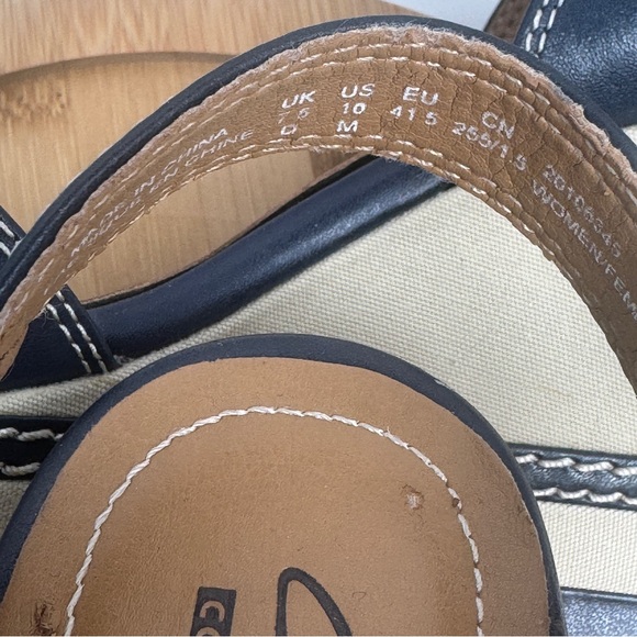 Clarks Collection Zia Castle Black Leather Wedge Ankle Strap Sandal Women Sz 10M - Picture 13 of 13